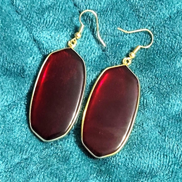 Ruby inspired Stone Drop Earrings, Red and Gold - Picture 1 of 1